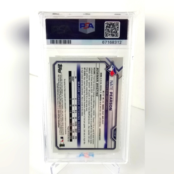 2021 Bowman Chrome Nate Pearson CHR RKE AUTO YELLOW REF /75 #CRA-NP PSA 9 MINT - Picture 2 of 2